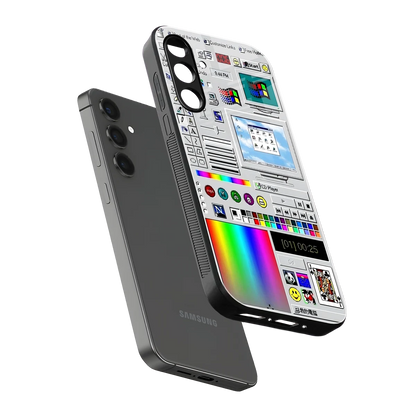 Paint Retro sleek samsung galaxy m35 5g cover with tempered glass back and TPU edges