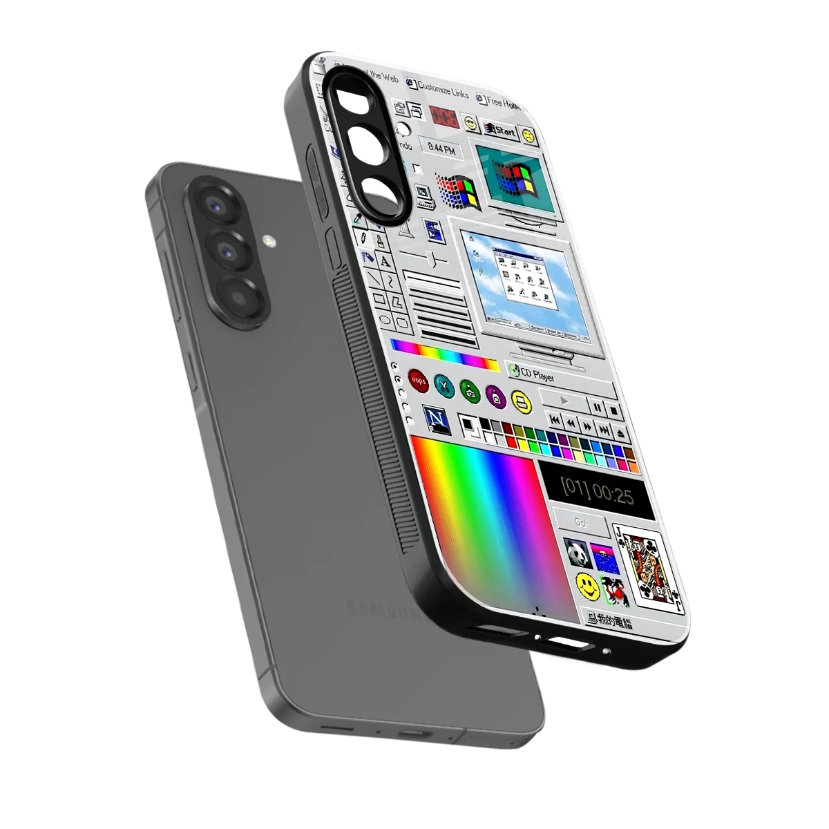 Paint Retro sleek samsung galaxy a17 5g cover with tempered glass back and TPU edges