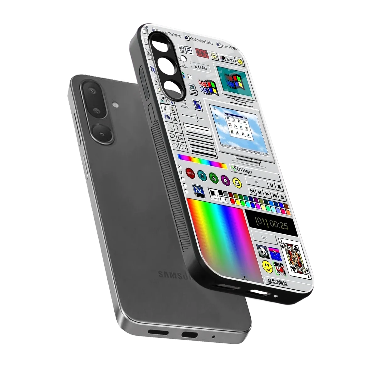 Paint Retro sleek samsung galaxy m36 5g cover with tempered glass back and TPU edges