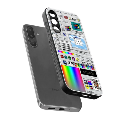 Paint Retro sleek samsung galaxy m36 5g cover with tempered glass back and TPU edges