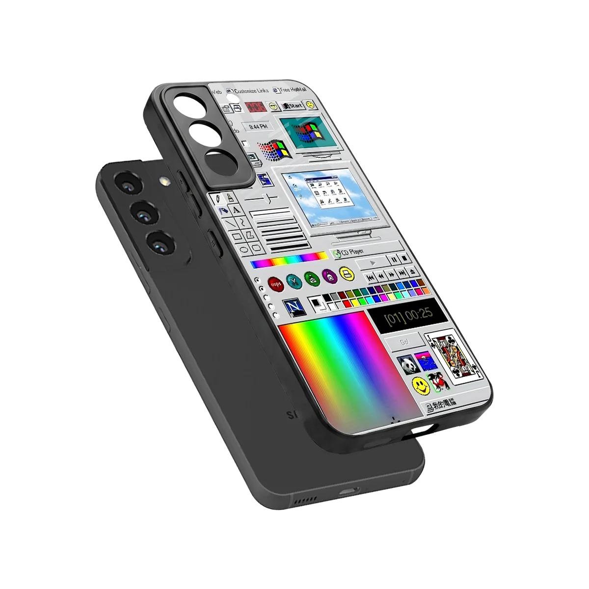 Paint Retro sleek samsung galaxy s22 cover with tempered glass back and TPU edges