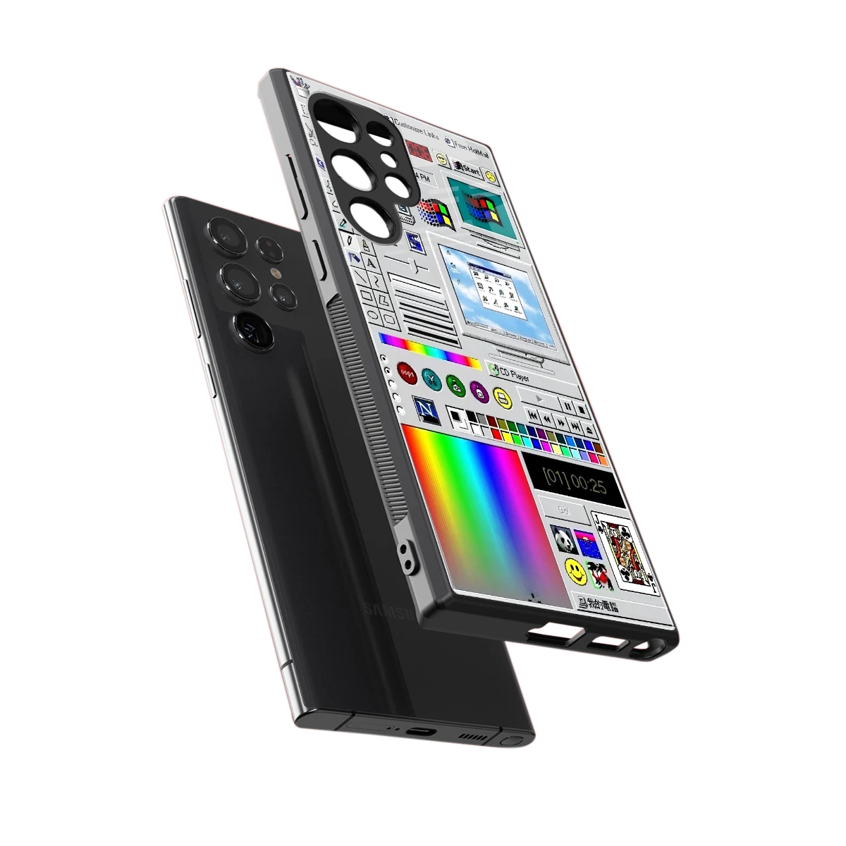 Paint Retro sleek samsung galaxy s23 ultra cover with tempered glass back and TPU edges