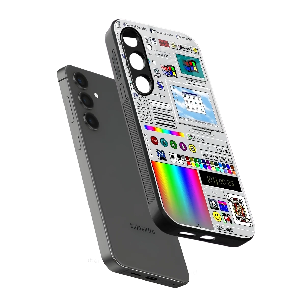 Paint Retro sleek samsung galaxy s25 cover with tempered glass back and TPU edges