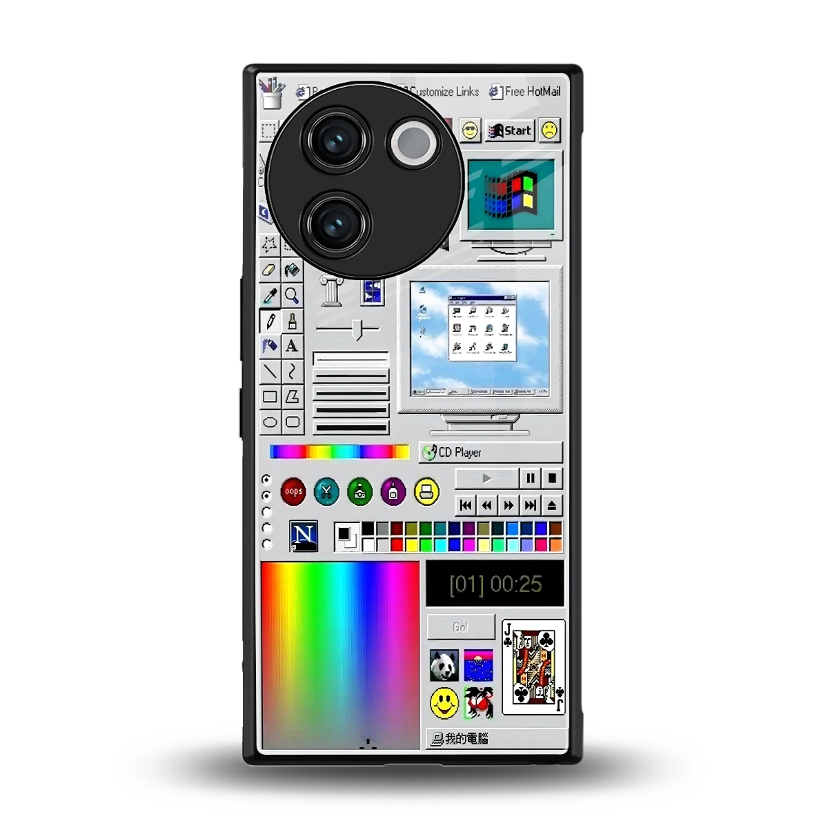 Paint Retro back phone cover | glass case for vivo v30e