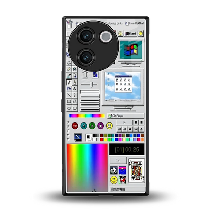 Paint Retro back phone cover | glass case for vivo v30e