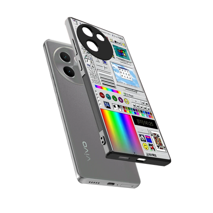 Paint Retro sleek vivo v30e cover with tempered glass back and TPU edges
