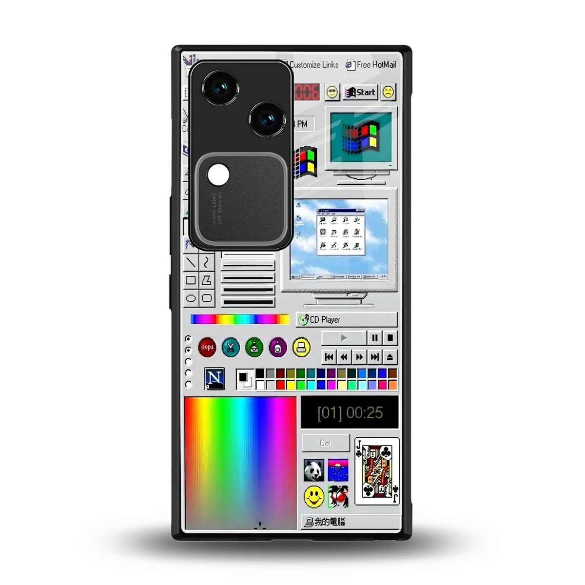 Paint Retro back phone cover | glass case for vivo v30