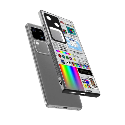 Paint Retro sleek vivo v30 cover with tempered glass back and TPU edges