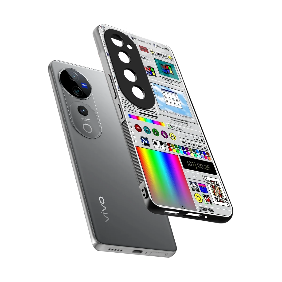 Paint Retro sleek vivo v40 pro cover with tempered glass back and TPU edges