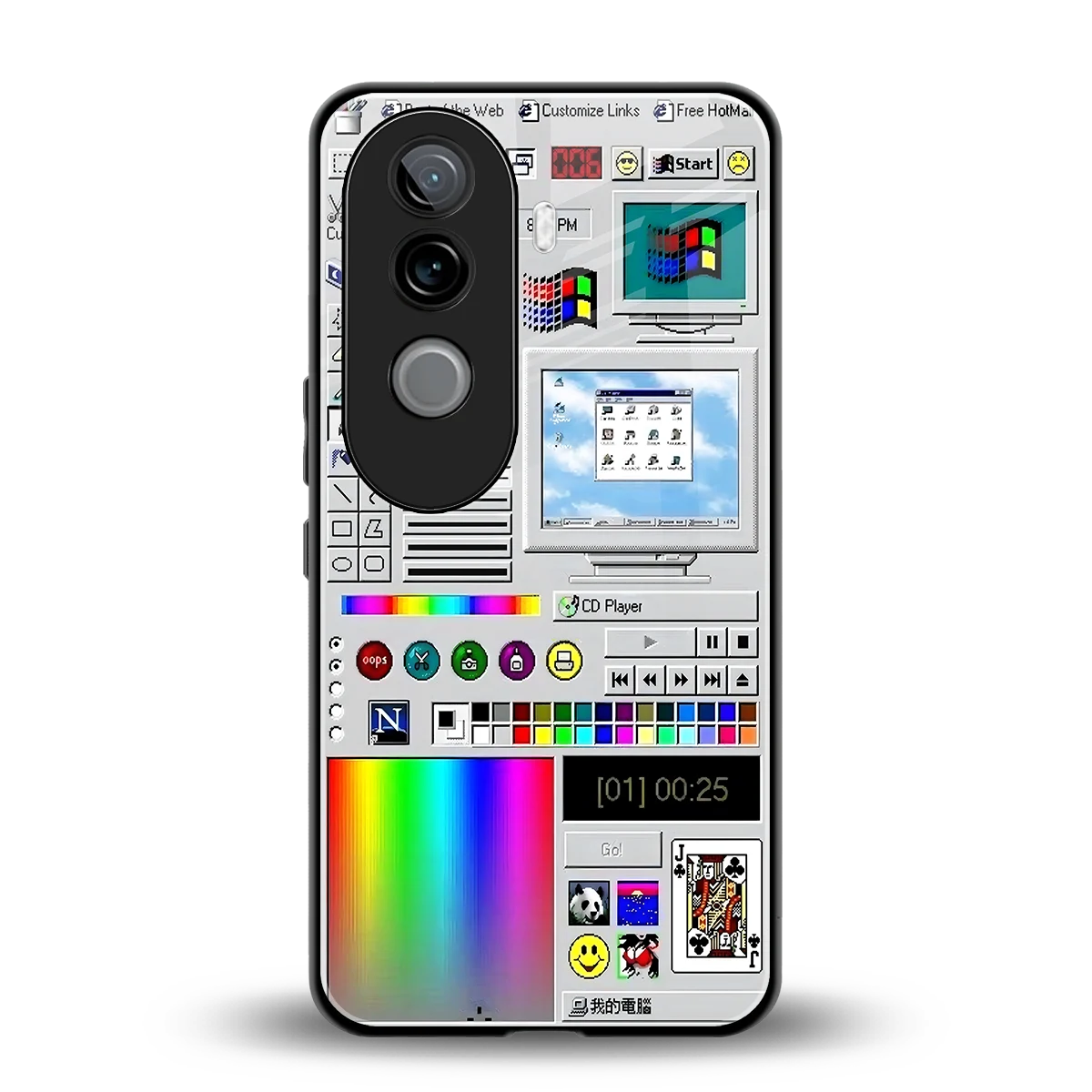 Paint Retro back phone cover | glass case for vivo v40e