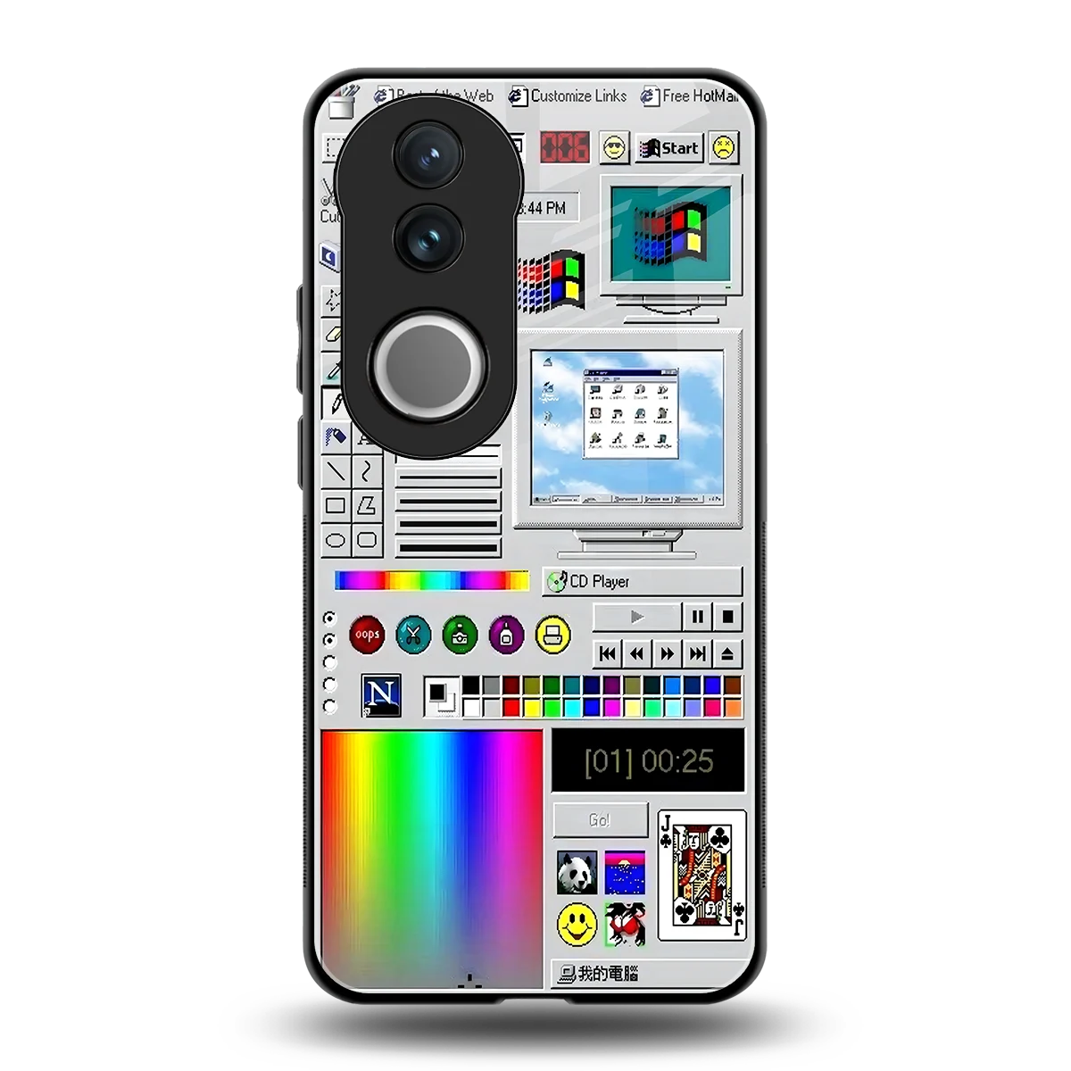Paint Retro back phone cover | glass case for vivo v50