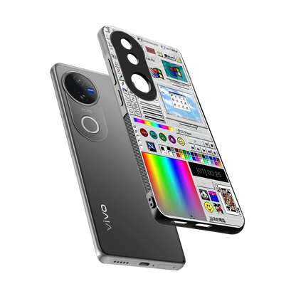 Paint Retro sleek vivo v50 cover with tempered glass back and TPU edges