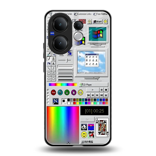 Paint Retro back phone cover | glass case for vivo v60