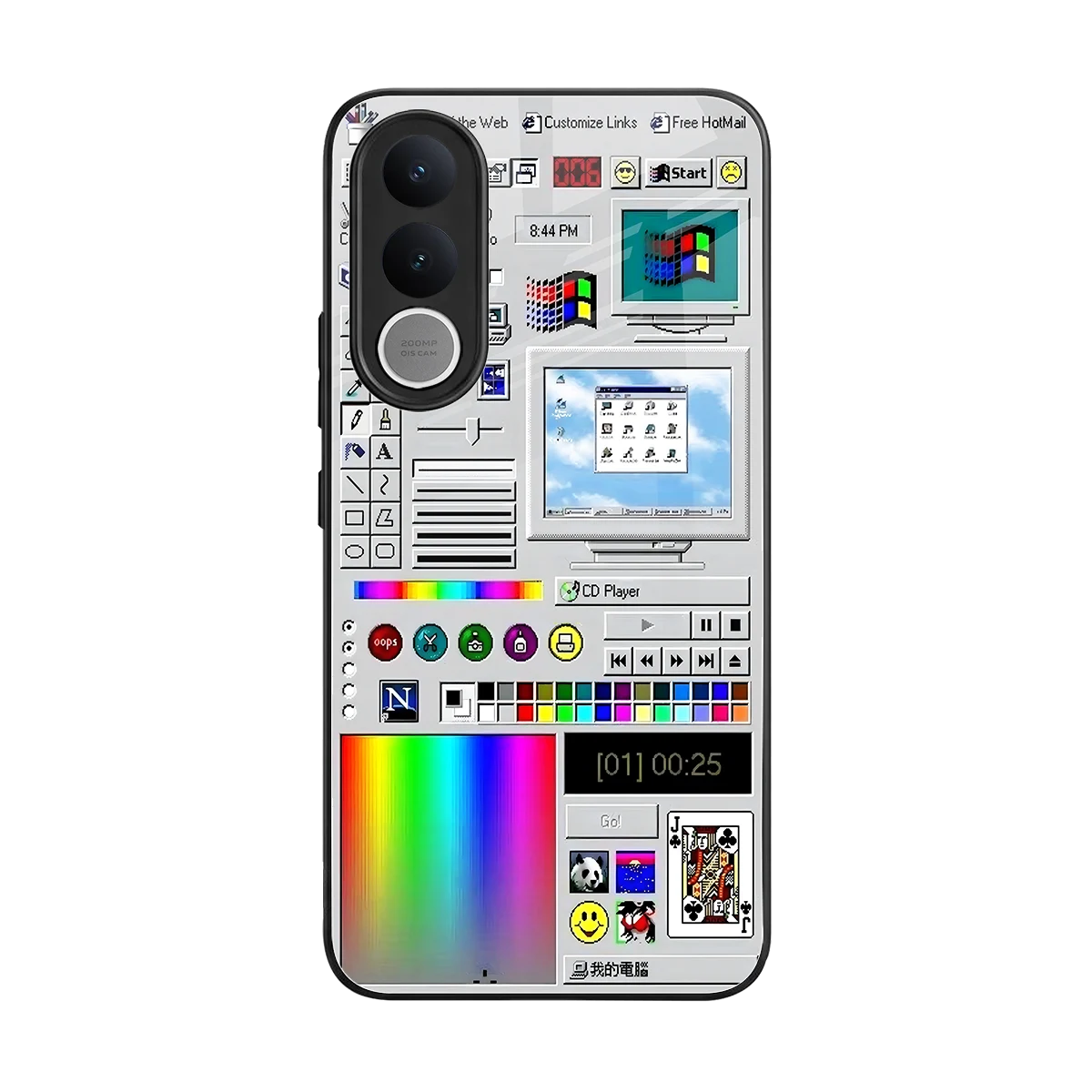 Paint Retro back phone cover | glass case for vivo v70 fe