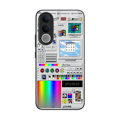 Paint Retro back phone cover | glass case for vivo v70 fe