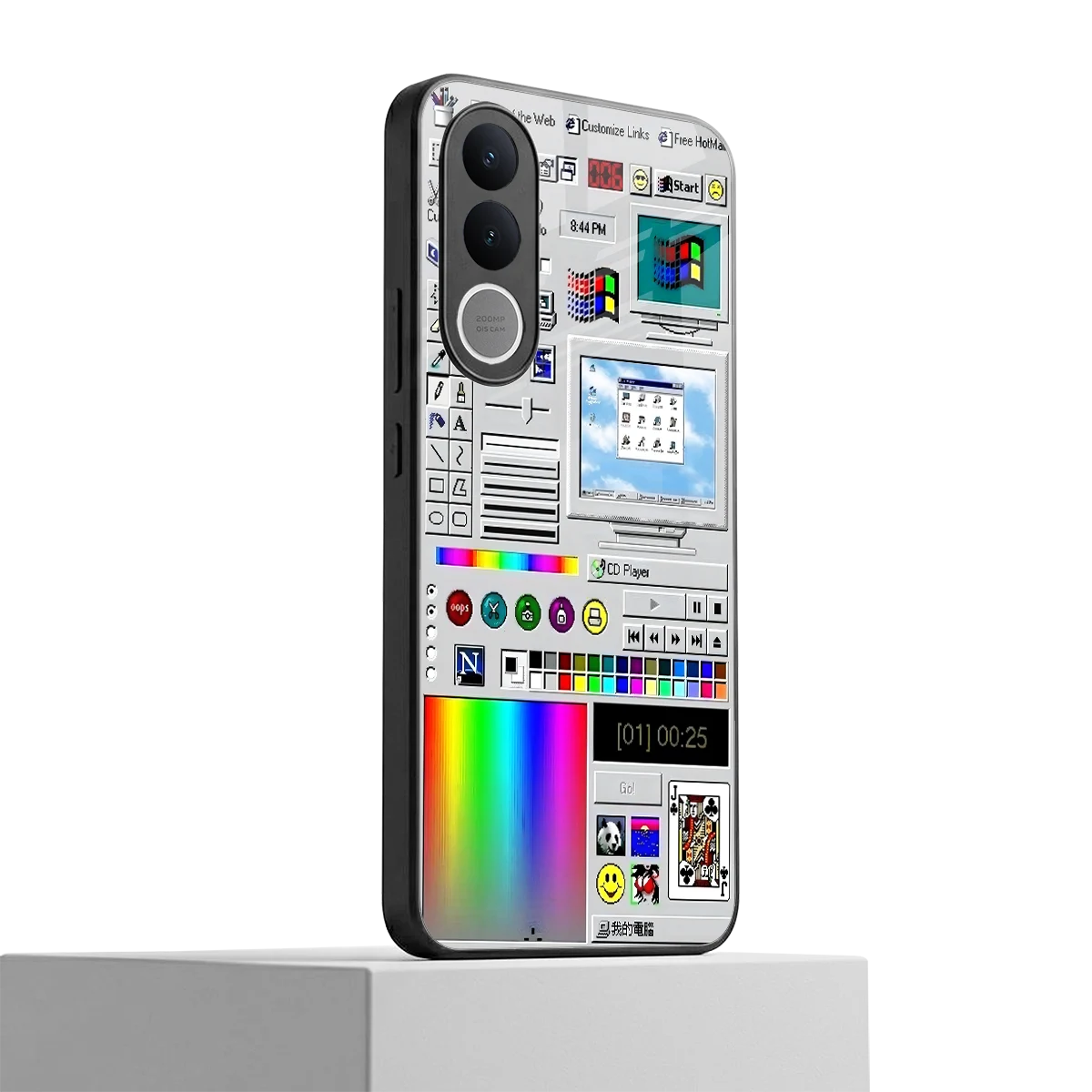 Paint Retro vivo v70 fe mobile cover | shockproof glass phone case