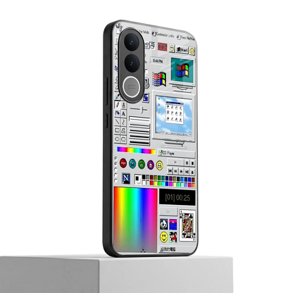 Paint Retro vivo v70 fe mobile cover | shockproof glass phone case