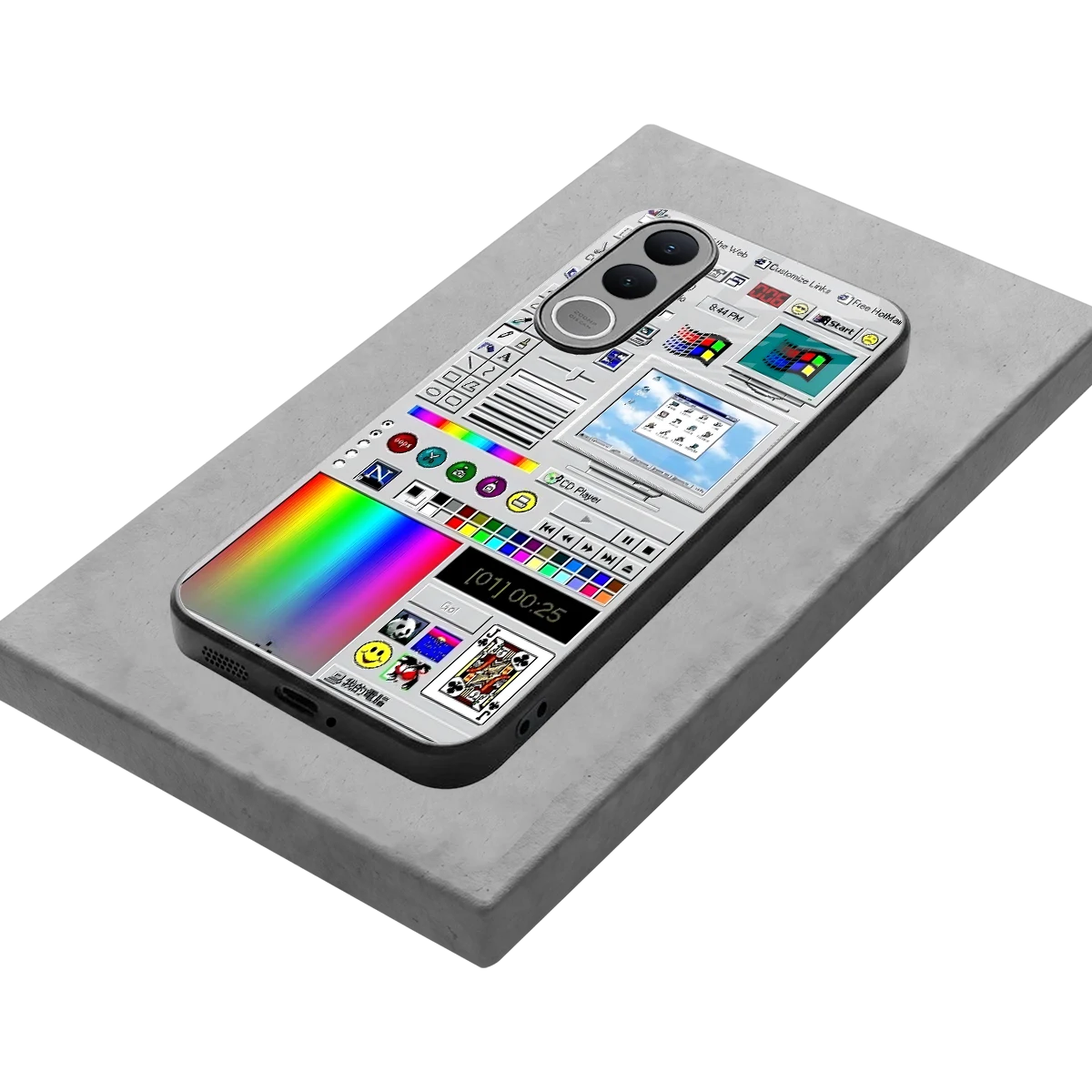 Paint Retro stylish phone case for vivo v70 fe | glossy glass and slim fit