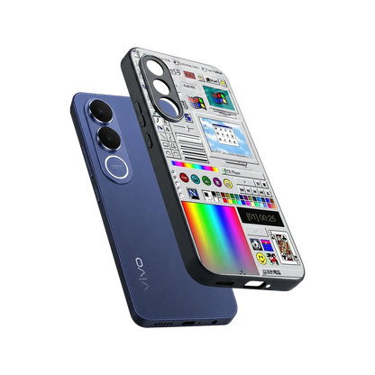 Paint Retro sleek vivo v70 fe cover with tempered glass back and TPU edges
