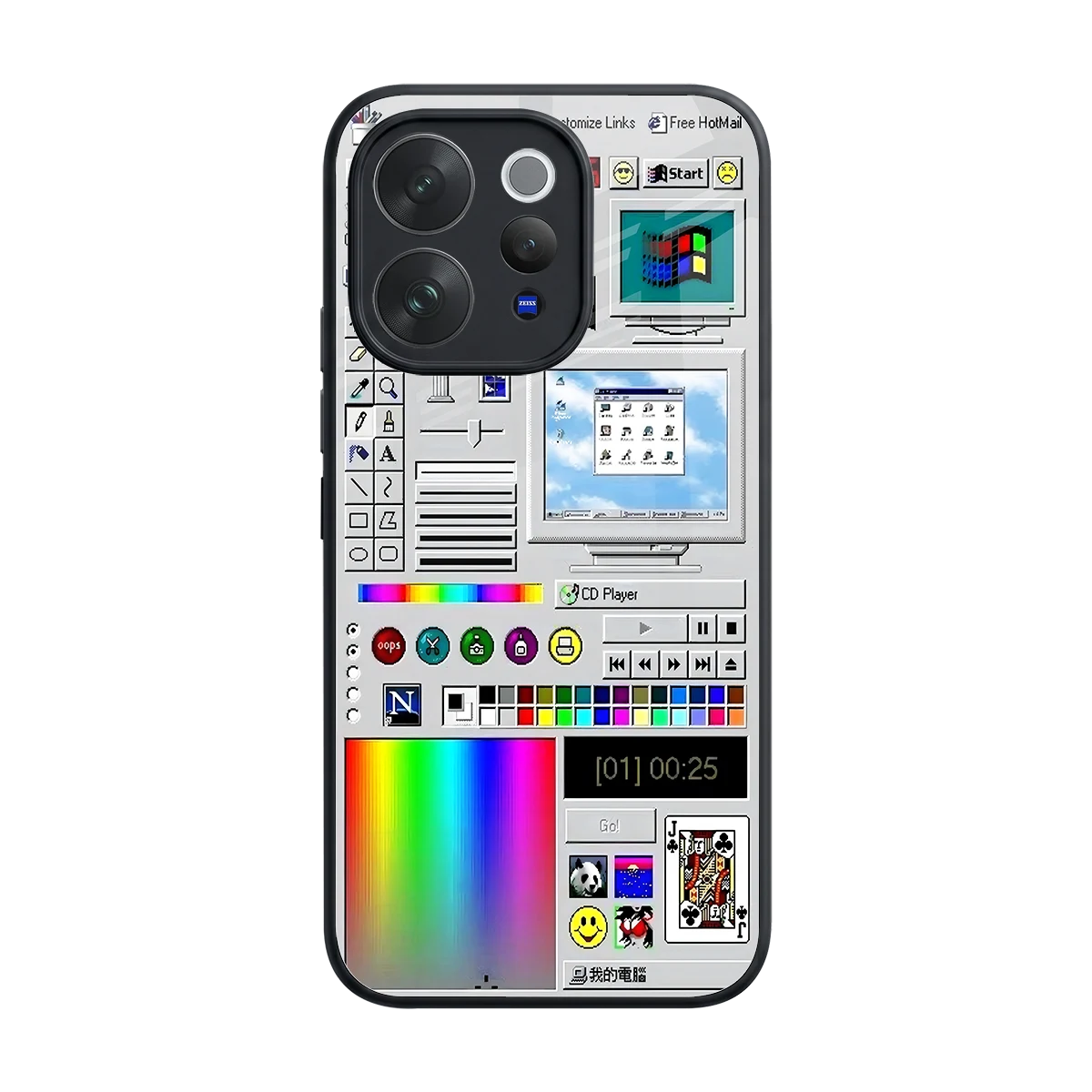 Paint Retro back phone cover | glass case for vivo v70