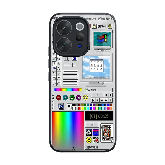 Paint Retro back phone cover | glass case for vivo v70 elite