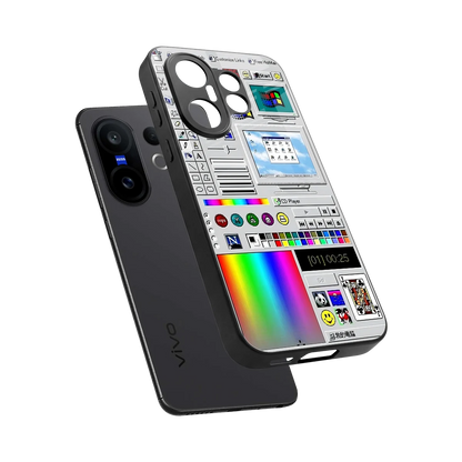 Paint Retro sleek vivo x200 fe cover with tempered glass back and TPU edges