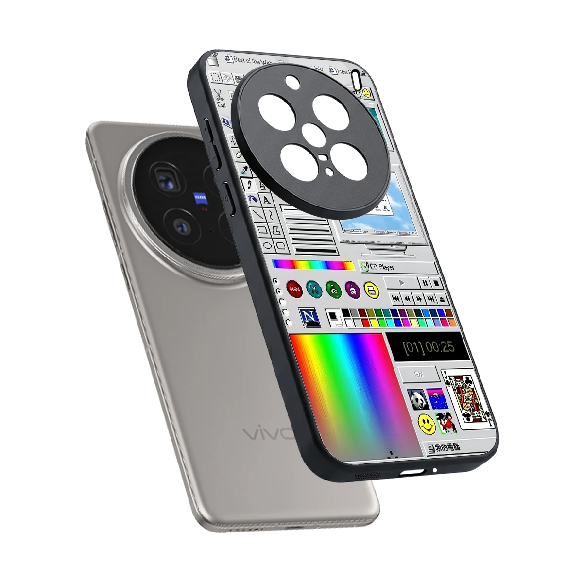 Paint Retro sleek vivo x200 pro cover with tempered glass back and TPU edges