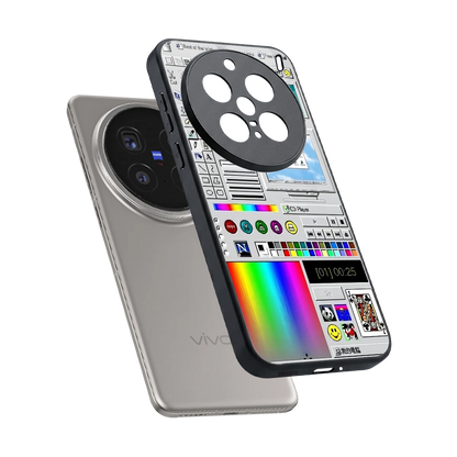 Paint Retro sleek vivo x200 pro cover with tempered glass back and TPU edges