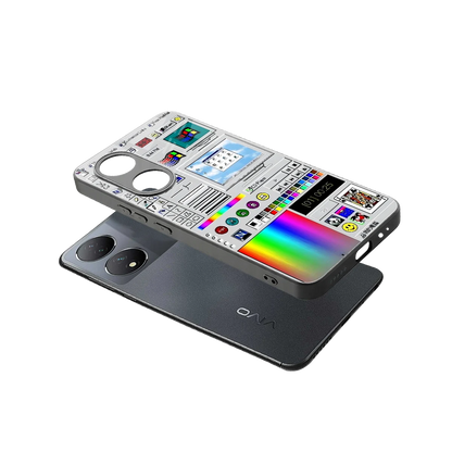 Paint Retro sleek Vivo-y100 cover with tempered glass back and TPU edges
