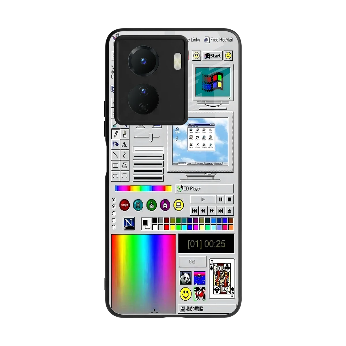 Paint Retro back phone cover | glass case for vivo y16