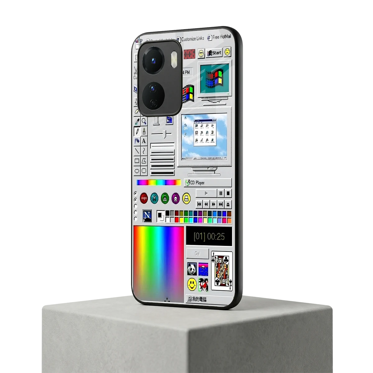 Paint Retro vivo y16 mobile cover | shockproof glass phone case