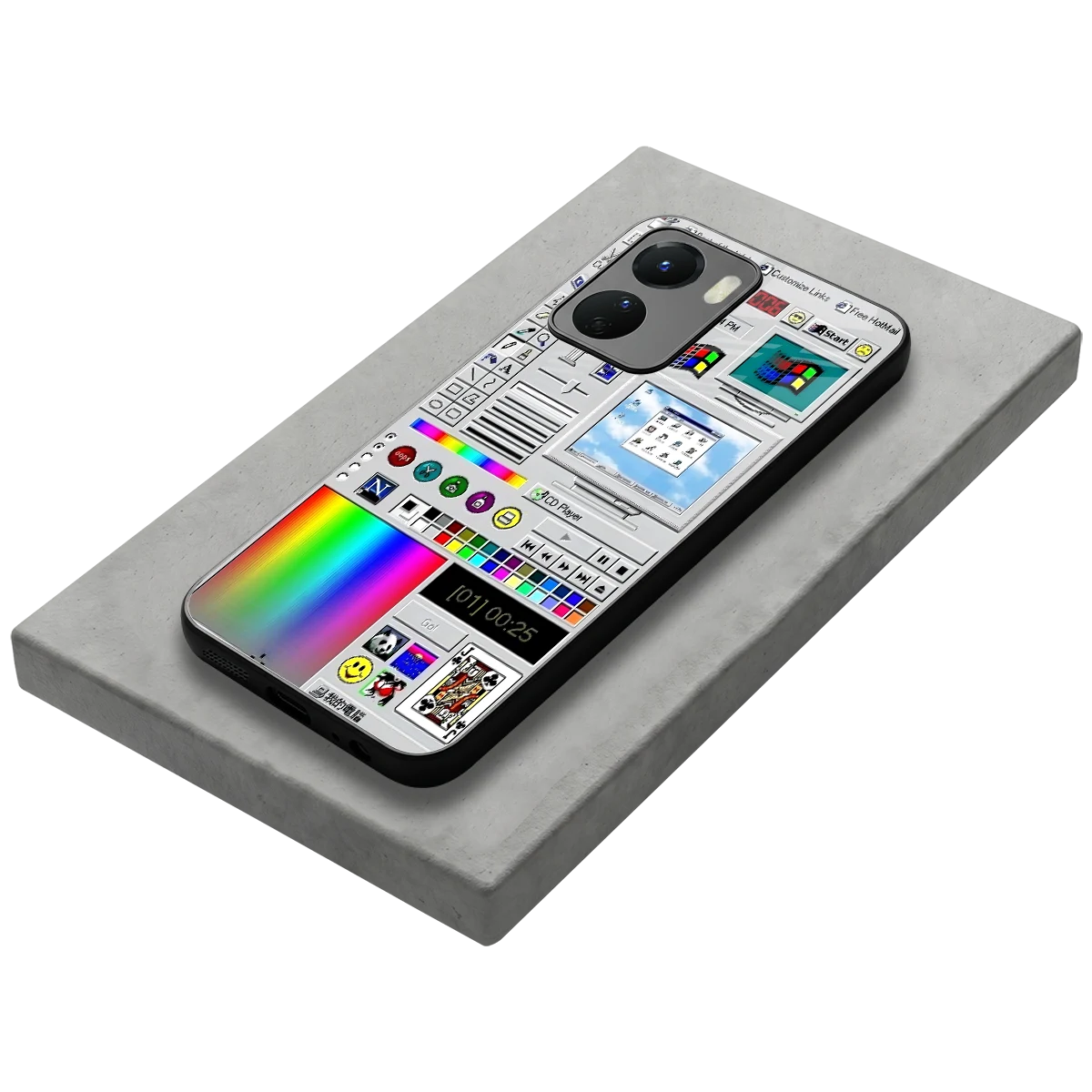 Paint Retro stylish phone case for vivo y16 | glossy glass and slim fit