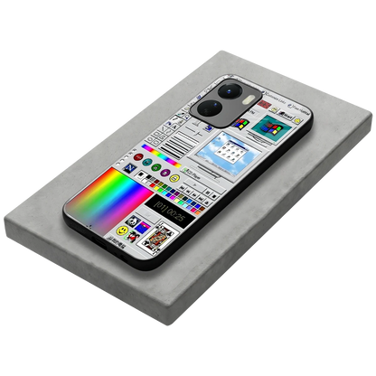Paint Retro stylish phone case for vivo y16 | glossy glass and slim fit