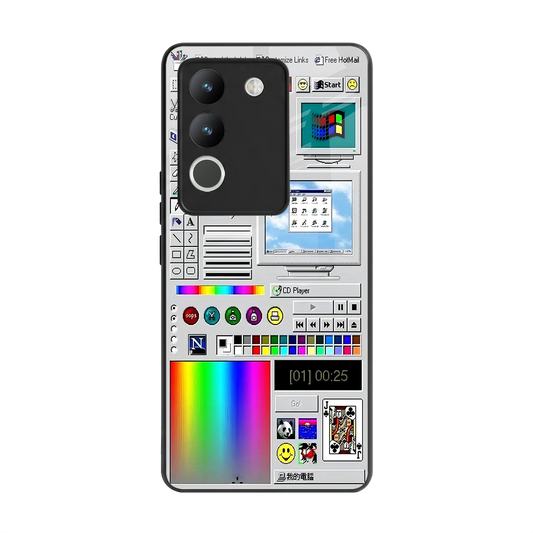 Paint Retro back phone cover | glass case for vivo y200 5g