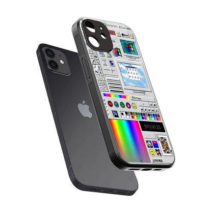 Paint Retro sleek iphone 12 cover with tempered glass back and TPU edges