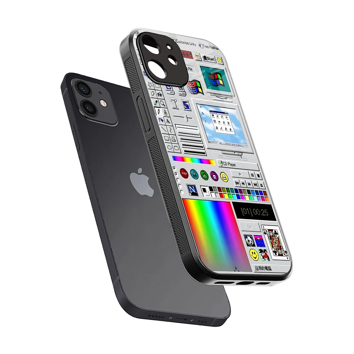 Paint Retro sleek iphone 11 cover with tempered glass back and TPU edges
