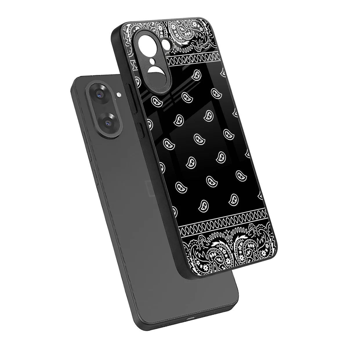 Paisley Black sleek oneplus nord ce5 5g cover with tempered glass back and TPU edges