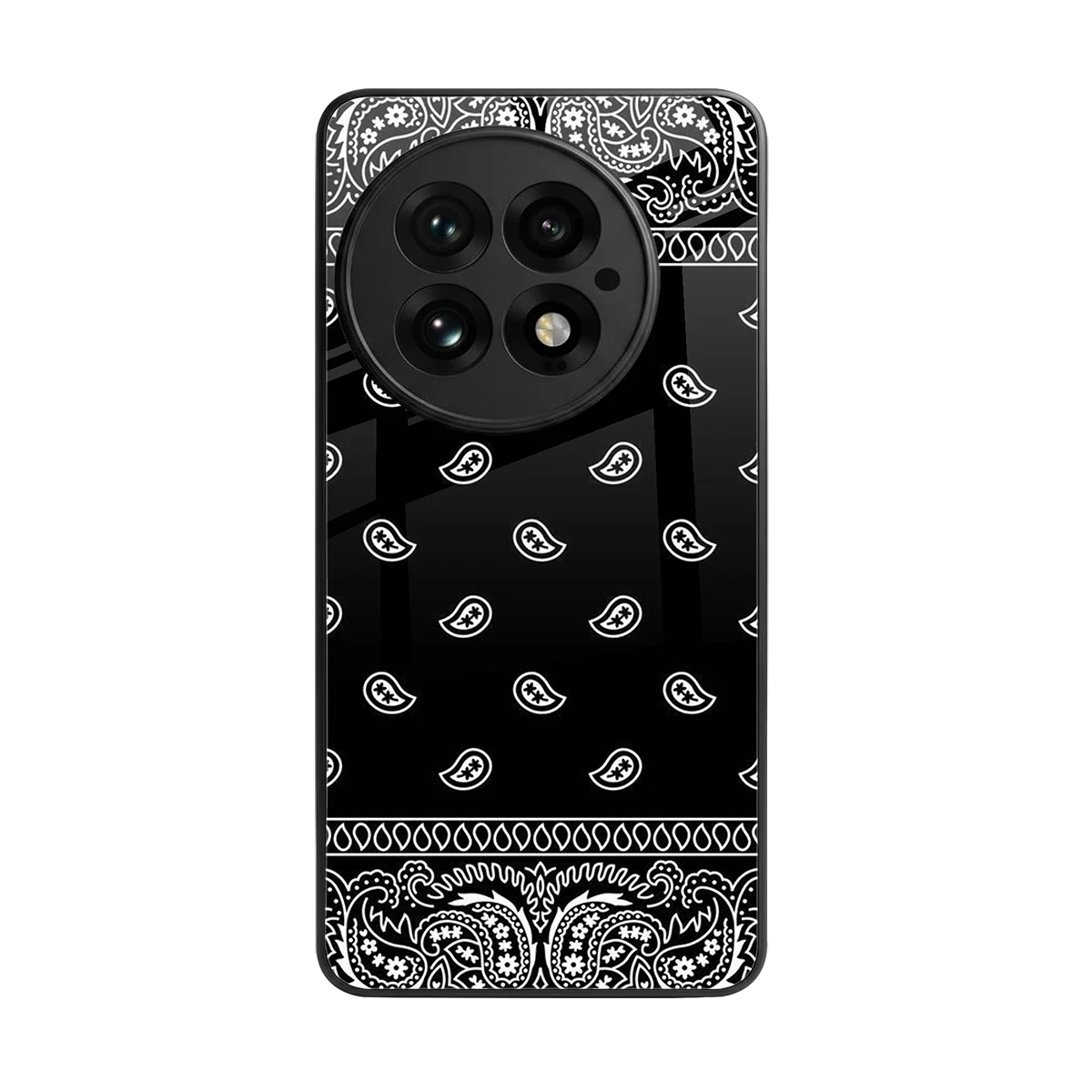 Paisley Black back phone cover | glass case for oneplus 13