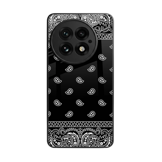 Paisley Black back phone cover | glass case for oneplus 13
