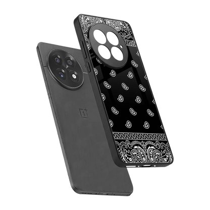 Paisley Black sleek oneplus 13 cover with tempered glass back and TPU edges