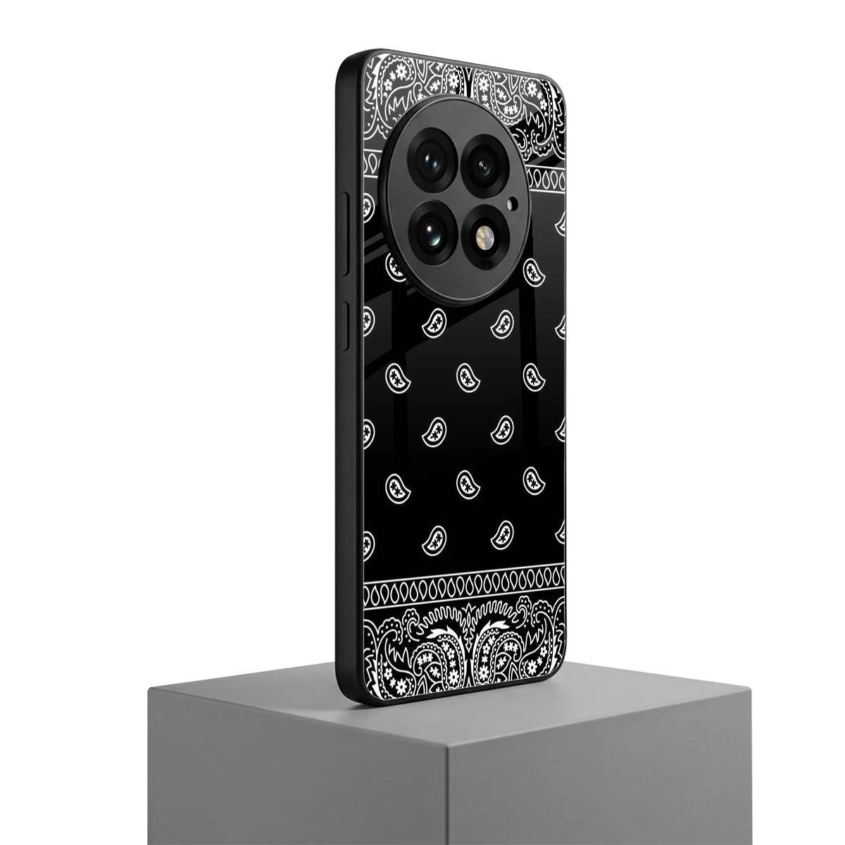 Paisley Black oneplus 13 mobile cover | shockproof glass phone case