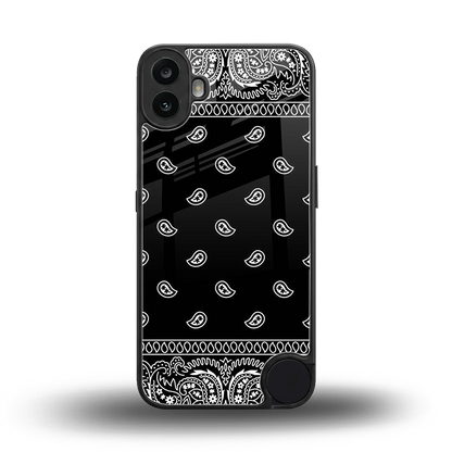 Paisley Black back phone cover | glass case for cmf nothing phone 1