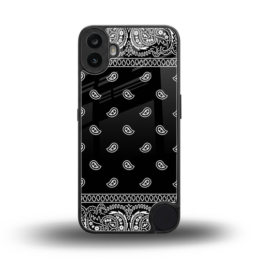 Paisley Black back phone cover | glass case for cmf nothing phone 1