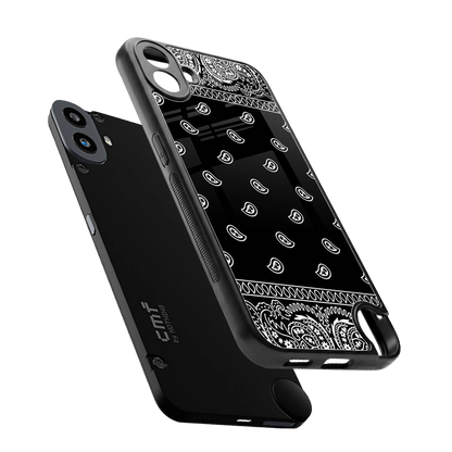 Paisley Black sleek cmf nothing phone 1 cover with tempered glass back and TPU edges