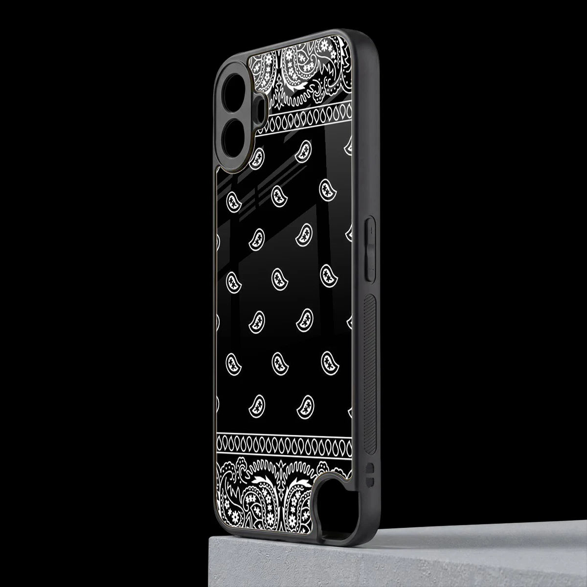 Paisley Black cmf nothing phone 1 mobile cover | shockproof glass phone case