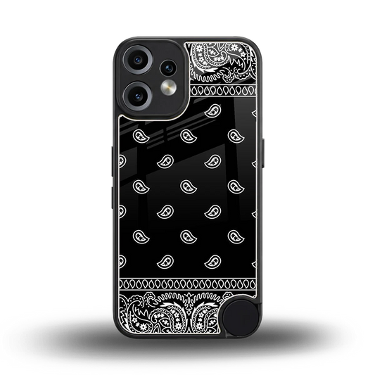 Paisley Black back phone cover | glass case for cmf nothing phone 2 pro