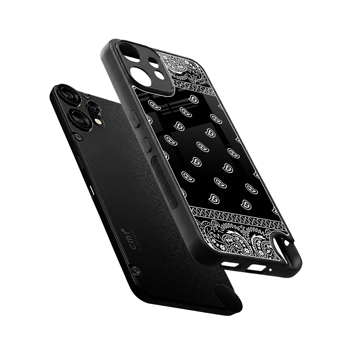 Paisley Black sleek cmf nothing phone 2 pro cover with tempered glass back and TPU edges