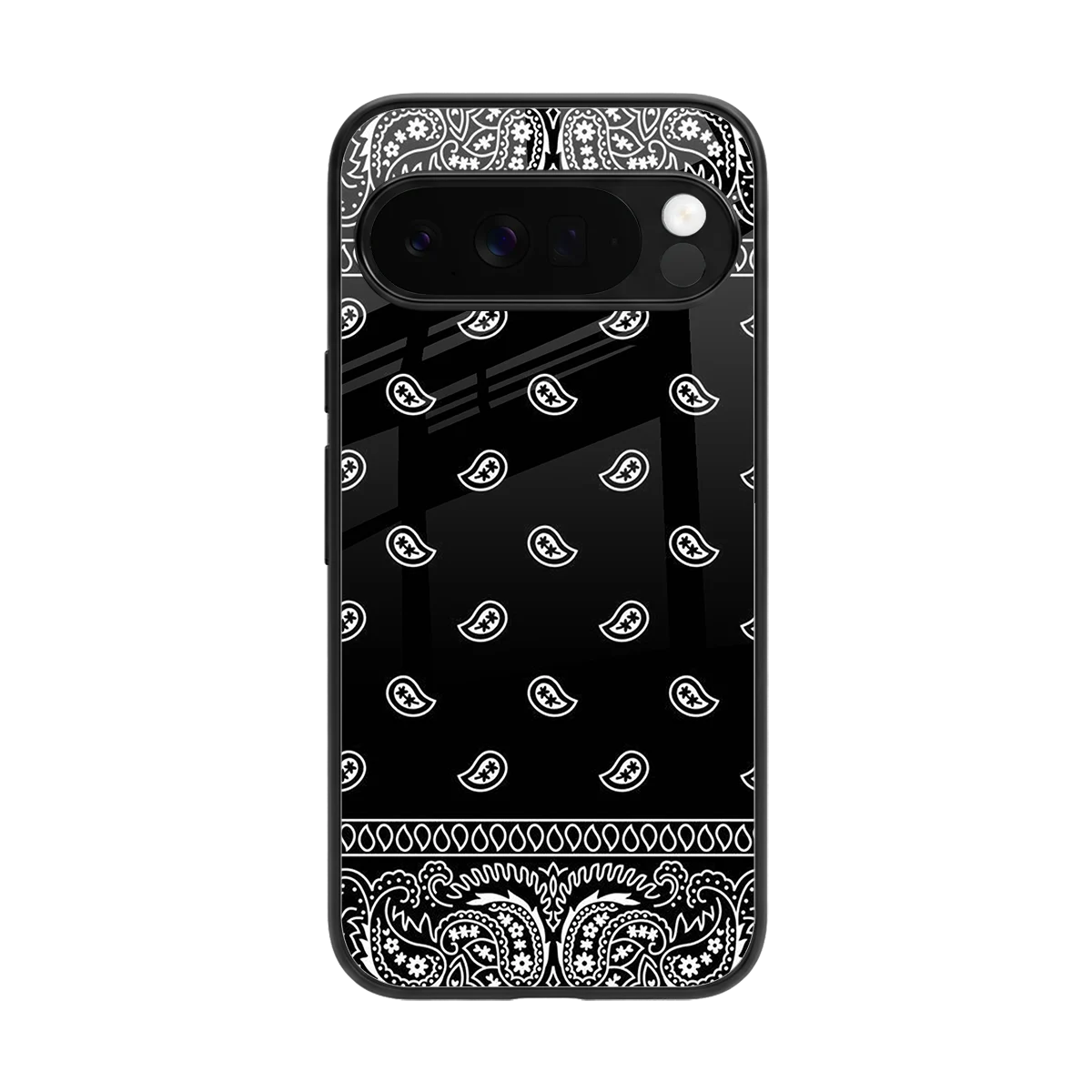 Paisley Black back phone cover | glass case for google pixel 10 pro xl
