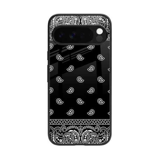 Paisley Black back phone cover | glass case for google pixel 10 pro xl