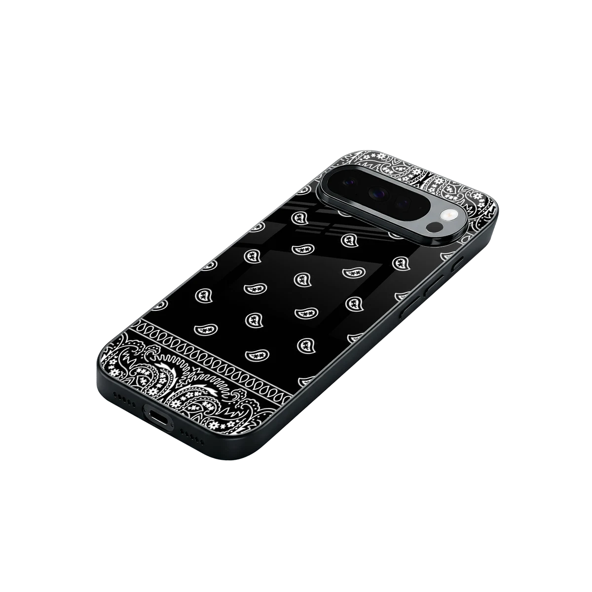 Paisley Black stylish phone case for google pixel 10 pro xl | glossy glass and slim fit